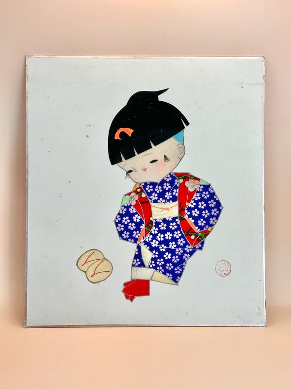 SHP92 - Collage shikishi artwork card of Nishijin-ori