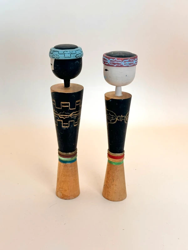 K15075 - Ainu Couple Sosaku Pair Kokeshi Dolls