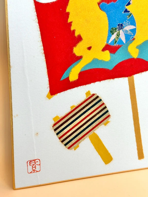 SHP107 - Vintage Japanese Chigiri-e Shikishi card