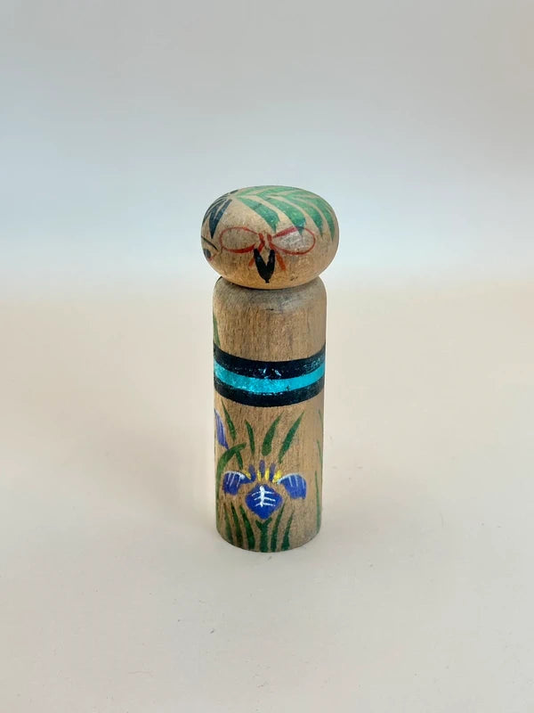 K10141 - Sosaku Kokeshi Doll with Iris flower Motif