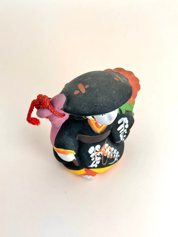CB058 - RARE Ōtsu-e Dorei clay bell of Fuji Musume