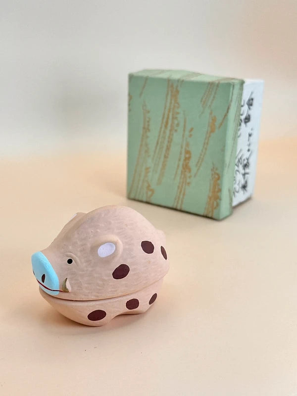 TB22 - Ceramic Zodiac Boar Pig Incense Box