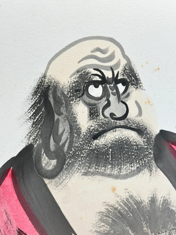 SHP156 - Vintage hand-painted shikishi card Daruma