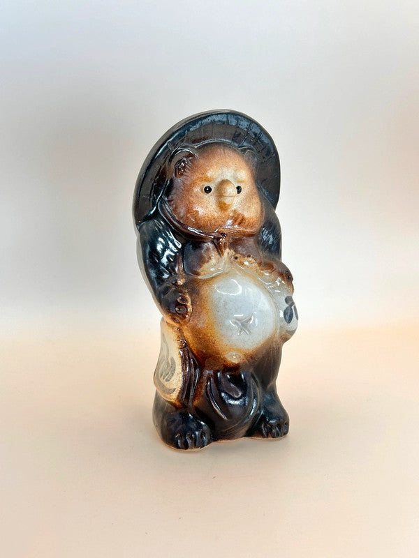 K15071 - Vintage Shigaraki-yaki tanuki 信楽焼狸像