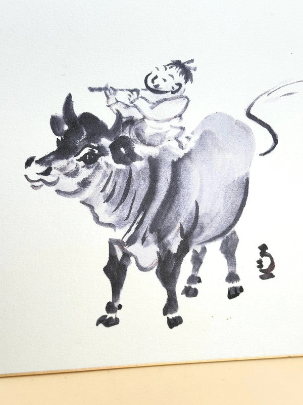 SHP159 - Japan Shikishi Print of a Tamed Ox 馴牛圖