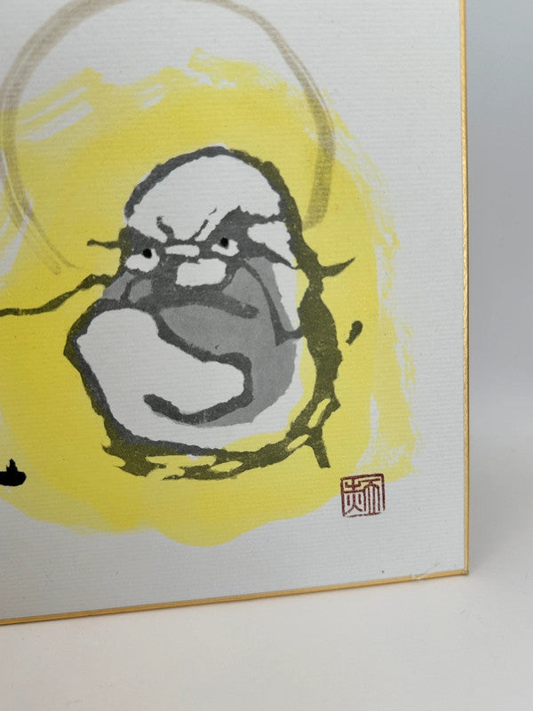carte shikishi japonaise vintage de Daruma