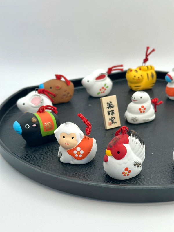 FT45 - Full set of zodiac animals clay bell ornament Dorei