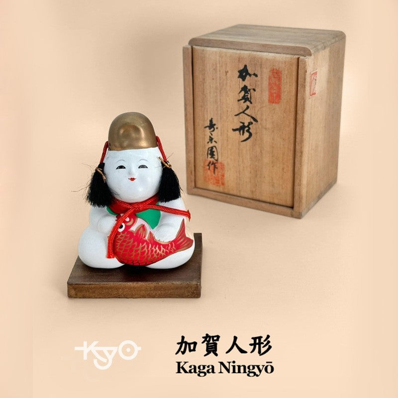 FT190 - Vintage craft Kaga Ningyō Kintarō with Tai Fish 加賀人形