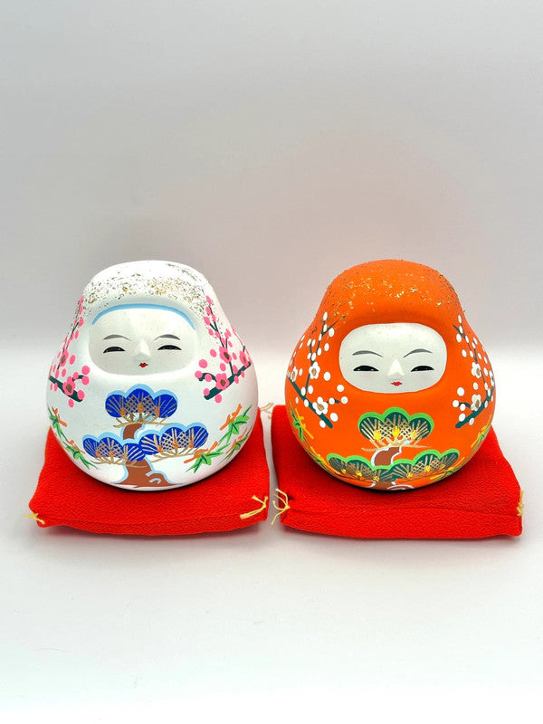 FT06 - Pair of Kaga Hachiman Okiagari Daruma dolls