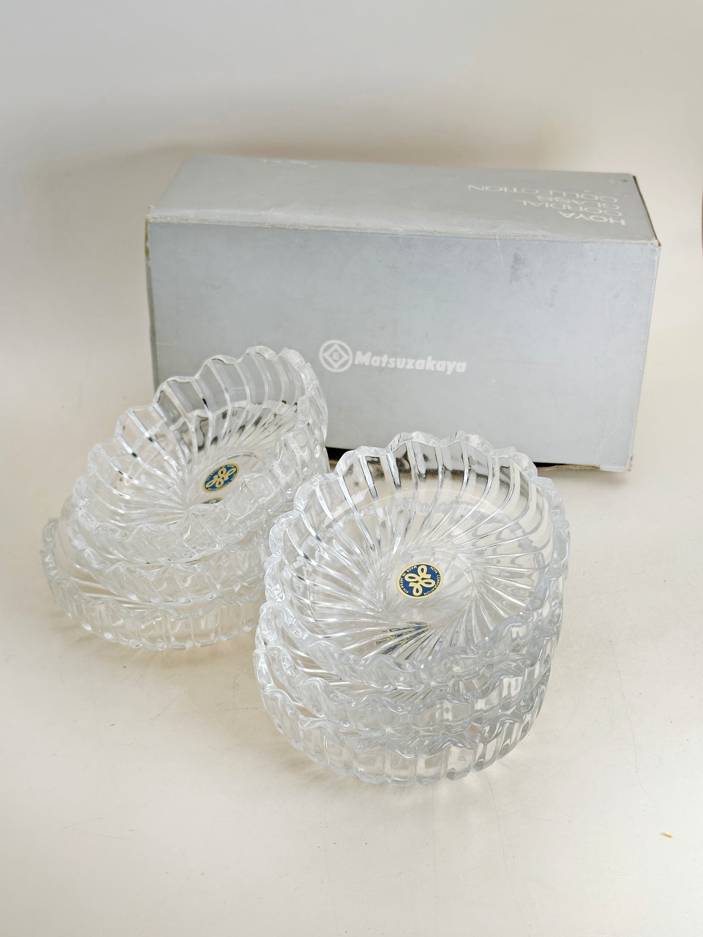TB257 - Cuencos de cristal HOYA de Matsuzakaya 松坂屋