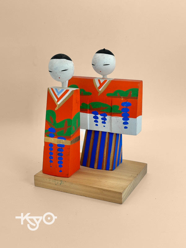 Poupée japonaise Hina en bois vintage