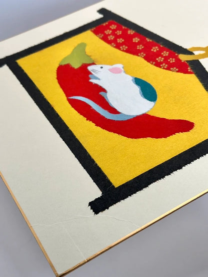 SHP85 - Vintage Japanese Chigiri-e Shikishi card