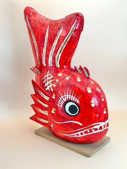 FT141 - Large Miharu Hariko Mede Tai folk toy 三春張子 めで鯛