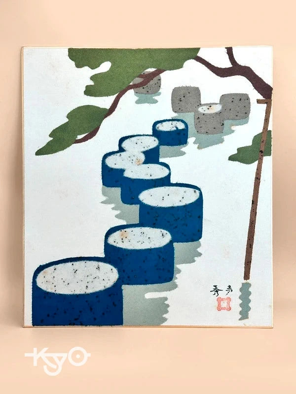 SHP87 - Vintage Japanese Chigiri-e Shikishi card