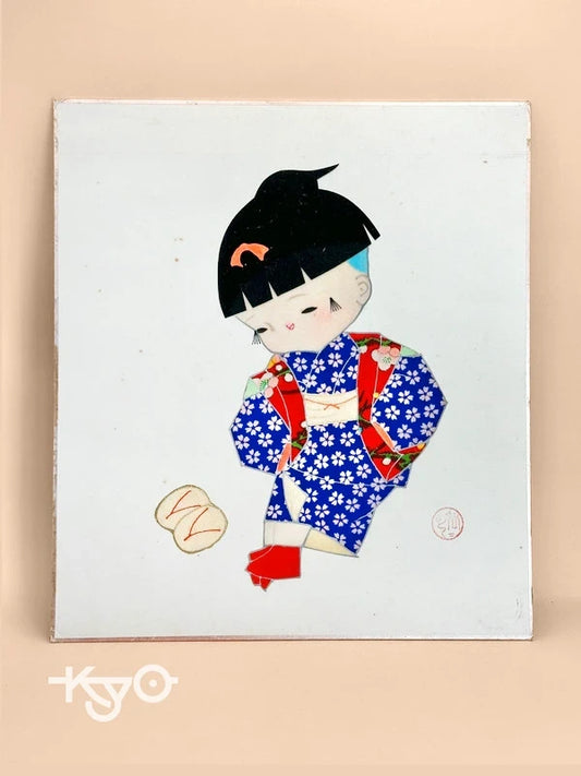SHP92 - Collage shikishi artwork card of Nishijin-ori