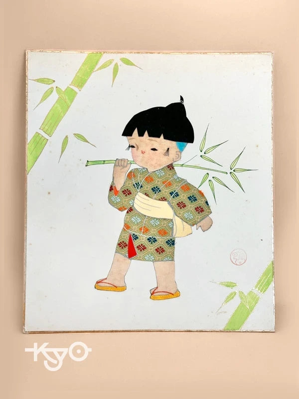 SHP93 - Collage shikishi artwork card of Nishijin-ori
