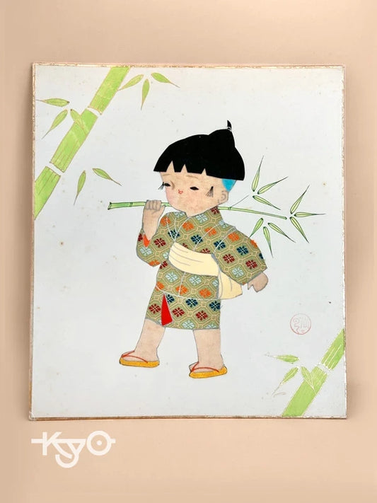 SHP93 - Collage shikishi artwork card of Nishijin-ori