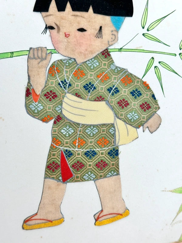 SHP93 - Collage shikishi artwork card of Nishijin-ori