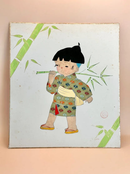 SHP93 - Collage shikishi artwork card of Nishijin-ori