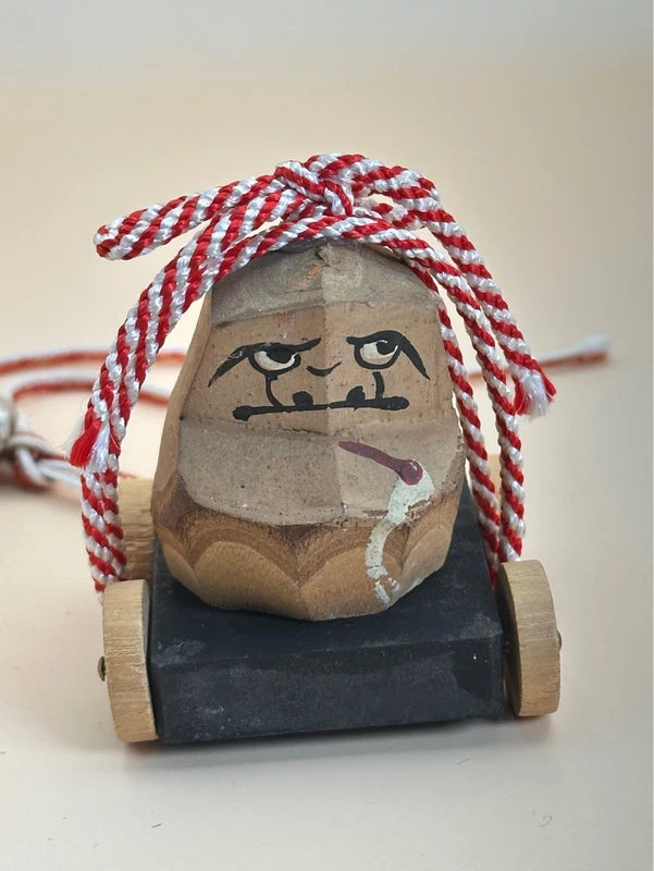 FT146 - Vintage handcrafted Daruma on wheels