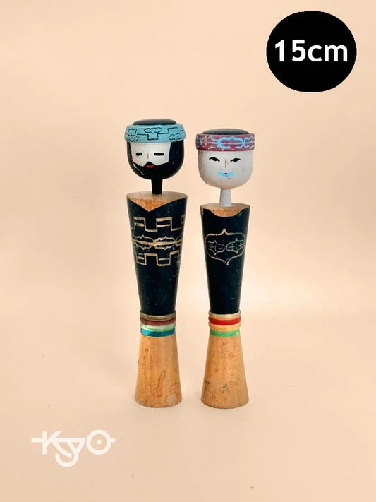 K15075 - Ainu Couple Sosaku Pair Kokeshi Dolls