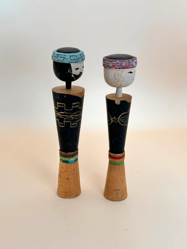 K15075 - Ainu Couple Sosaku Pair Kokeshi Dolls