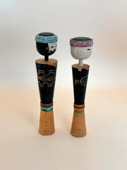K15075 - Ainu Couple Sosaku Pair Kokeshi Dolls