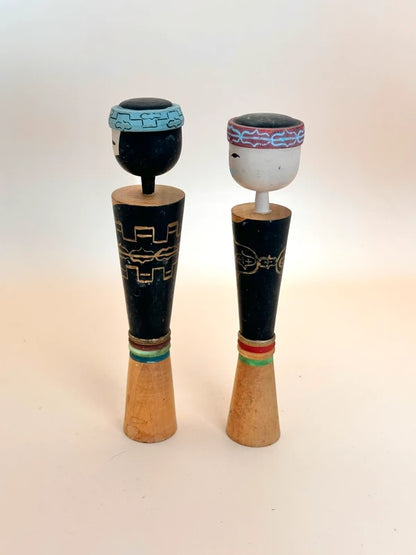 K15075 - Ainu Couple Sosaku Pair Kokeshi Dolls
