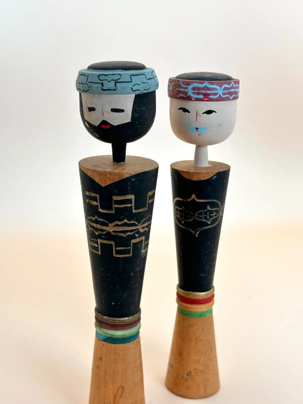 K15075 - Ainu Couple Sosaku Pair Kokeshi Dolls