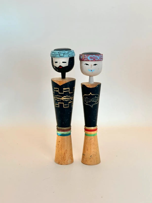 K15075 - Ainu Couple Sosaku Pair Kokeshi Dolls