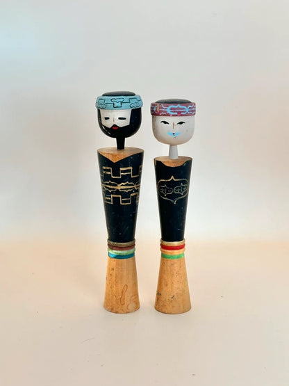 K15075 - Ainu Couple Sosaku Pair Kokeshi Dolls