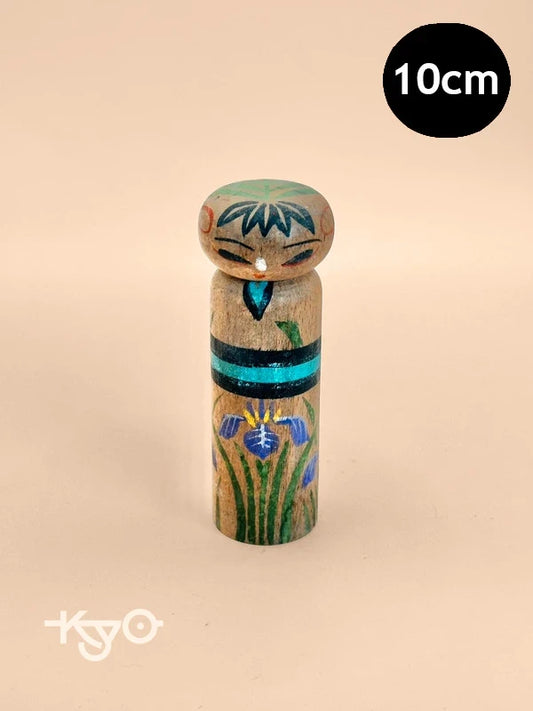 K10141 - Sosaku Kokeshi Doll with Iris flower Motif