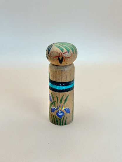 K10141 - Sosaku Kokeshi Doll with Iris flower Motif