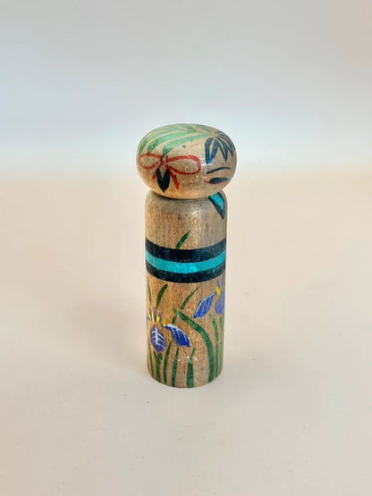 K10141 - Sosaku Kokeshi Doll with Iris flower Motif