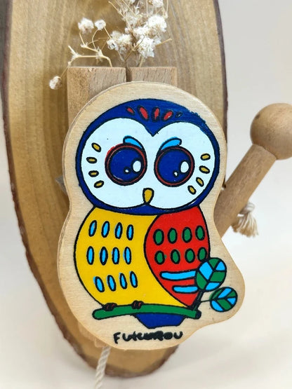 TB11 - Vintage 80s Wooden Owl Bell by Swinbell 株式会社スウィンベル