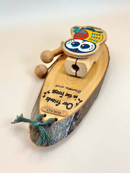 TB11 - Vintage 80s Wooden Owl Bell by Swinbell 株式会社スウィンベル