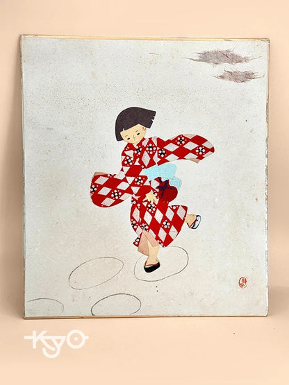 SHP136 - Vintage Japanese Chigiri-e Shikishi card