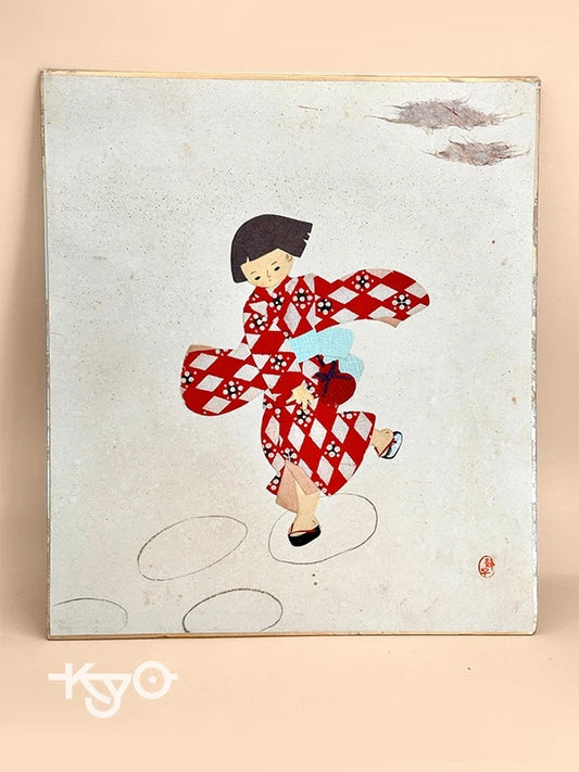 SHP136 - Vintage Japanese Chigiri-e Shikishi card