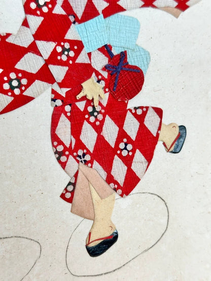 SHP136 - Vintage Japanese Chigiri-e Shikishi card