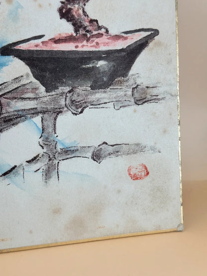 SHP138 - Original Shikishi artwork card  bonsai 梅盆栽
