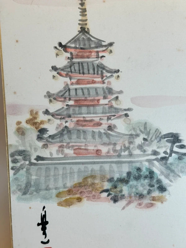SHP139 - Original Shikishi artwork card 五重塔