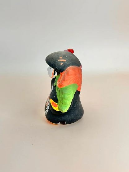CB058 - RARE Ōtsu-e Dorei clay bell of Fuji Musume