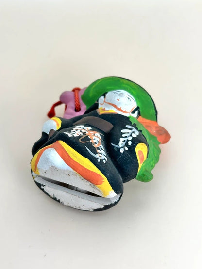 CB058 - RARE Ōtsu-e Dorei clay bell of Fuji Musume