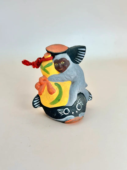 CB059 - RARE Ōtsu-e Dorei clay bell of Hyōtan Namazu