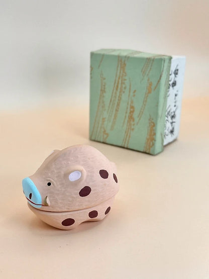 TB22 - Ceramic Zodiac Boar Pig Incense Box