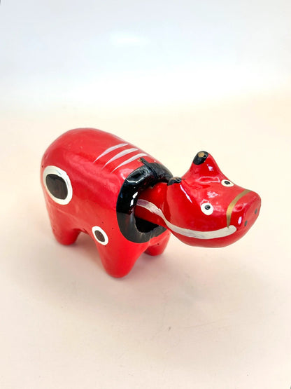 FT204 - HARIKO AKABEKO – Red Cow Paper Mache 赤べこ