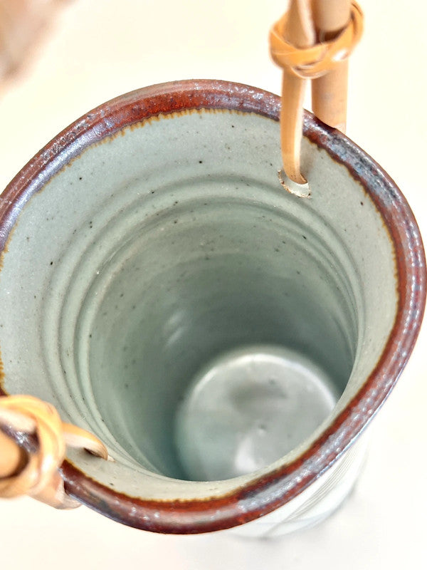 TB32 - Ceramic Vase bamboo handle by Tachikichi たち吉