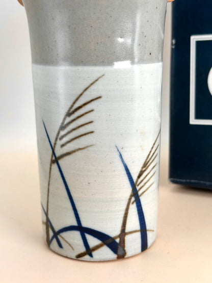 TB37 - Vintage Japan Ceramic Vase bamboo handle by Tachikichi たち吉