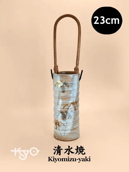 TB60 - Kiyomizu-yaki vase with Bamboo Handle 清水焼