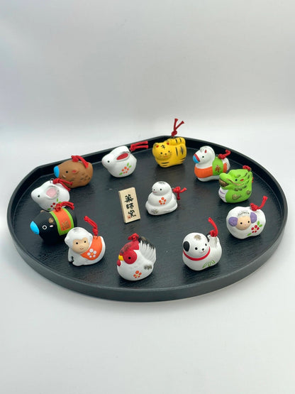 FT45 - Full set of zodiac animals clay bell ornament Dorei